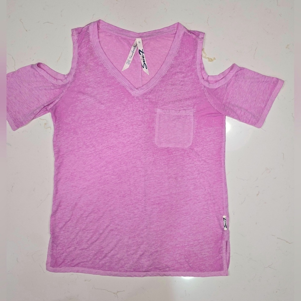 Seven7‎ Womens Cold Shoulder Stretch Top Blouse Purple Size S